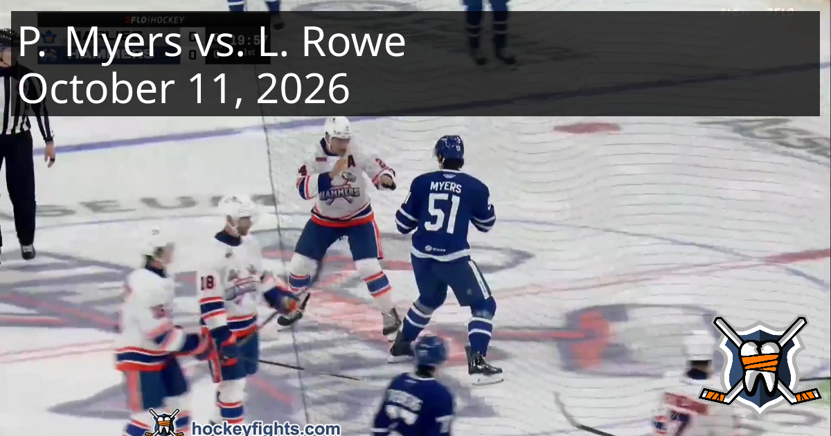 Philippe Myers vs. Luke Rowe, October 11, 2026 - Toronto Marlies vs ...