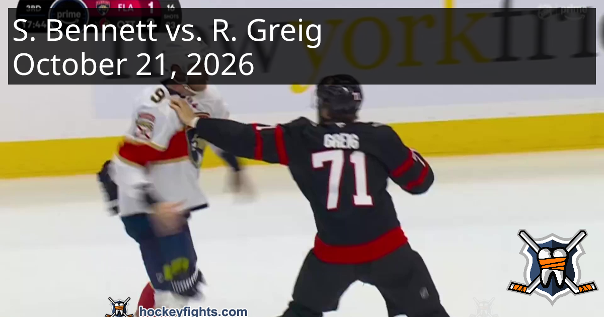 Sam Bennett vs. Ridly Greig, October 21, 2026 - Florida Panthers vs ...