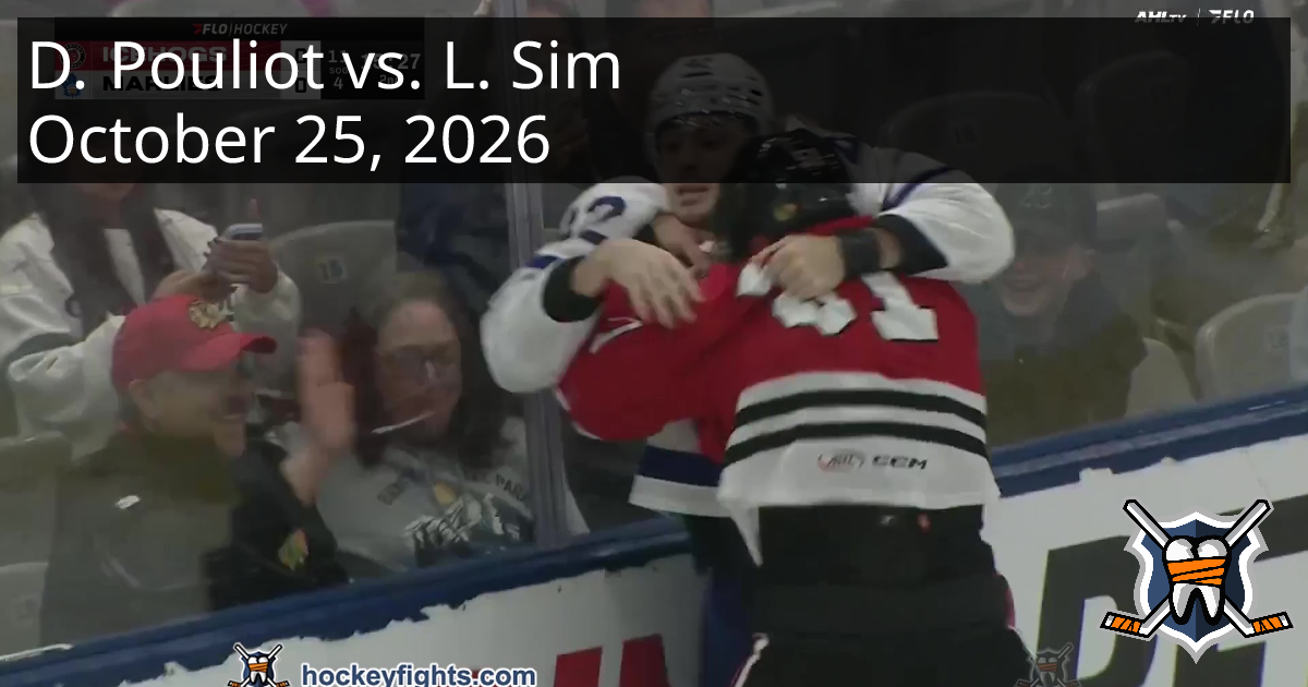 Derrick Pouliot vs. Landon Sim, October 25, 2026 - Rockford IceHogs vs ...